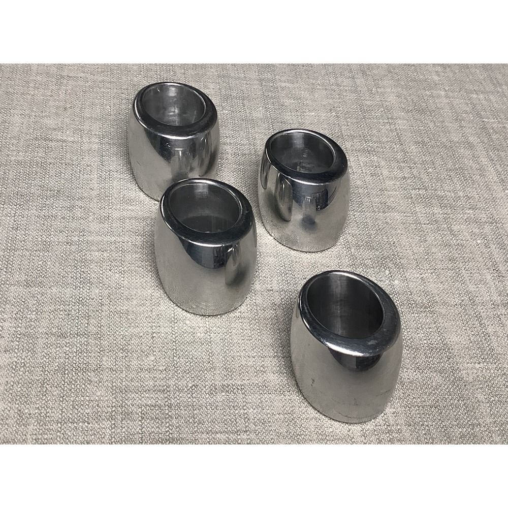 Vintage Nambe Napkin Rings #6095 Tilt Brutalist/MCM Aesthetic 1995  (Set of 4) - Picture 5 of 5